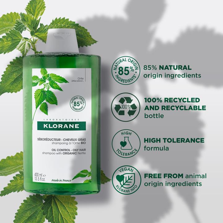 Immagine prodotto Klorane Shampoo seboregolatore all'ortica biologica (400 ml, Shampoo liquido)