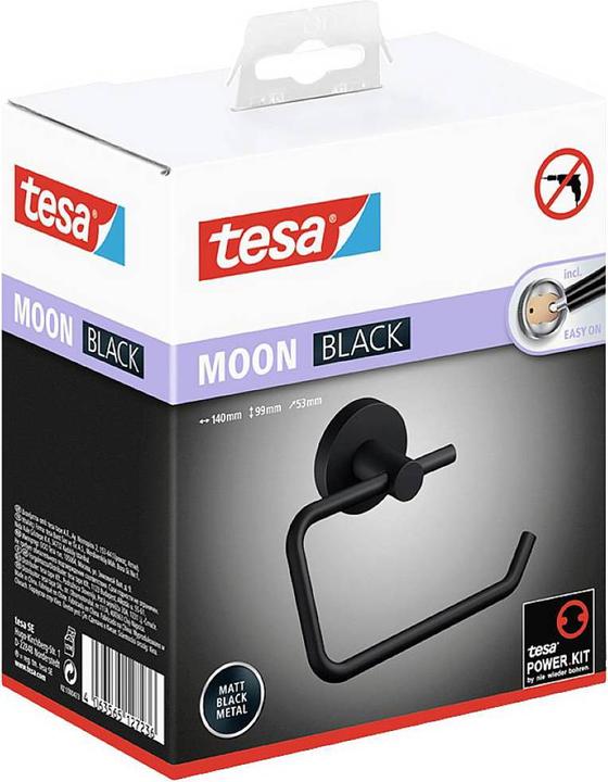 Actual product image tesa MOON BLACK toilet roll holder incl. adhesive solution without drilling