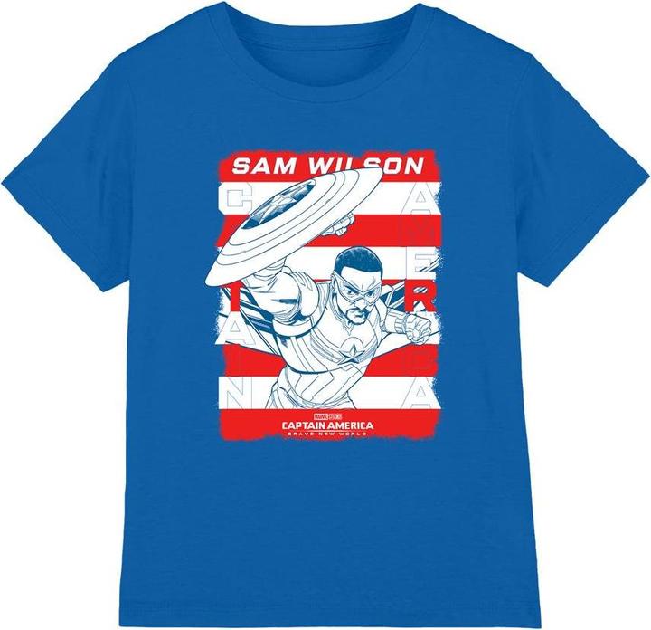 Actual product image Captain America Childrens/Kids Sam Wilson American Flag T-Shirt (140, 146)