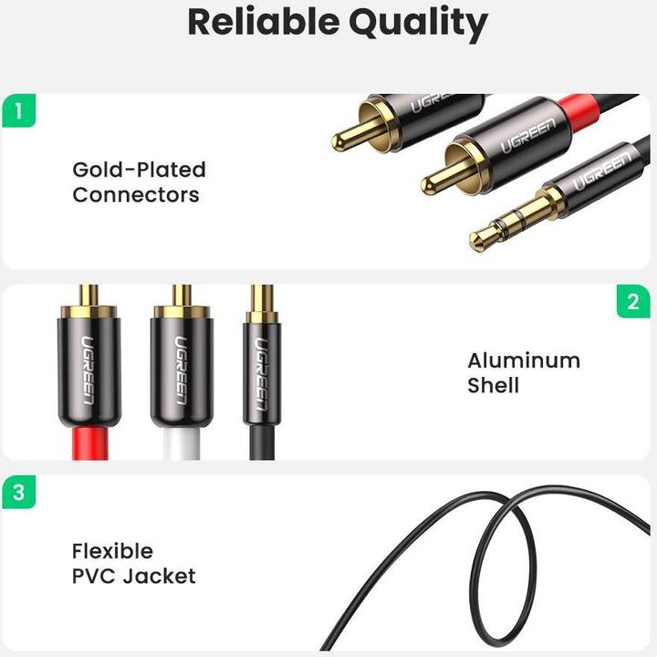 Actual product image Ugreen 2x RCA - 3.5mm jack (2 m, Cinch, 3.5mm jack (AUX))