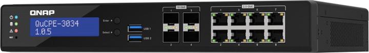 Image du produit QNAP QuCPE-3034-C3758R-16G Intel Atom C3758R 8x2.5GbE ports RJ45 et 4x10GbE ports SFP+ 2xM.2 2280 N (12 Ports)