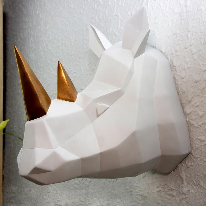 Immagine prodotto Walplus Rhino Gold Wall Art, bianco (28 x 21 x 30 cm)
