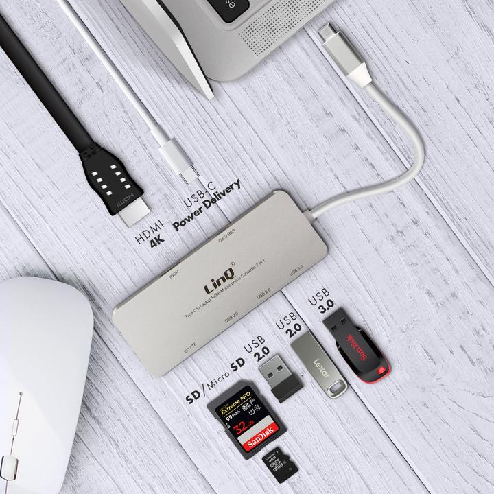 Actual product image LinQ 7-in-1 USB-C Multiport Hub (USB-C, 7 Ports)