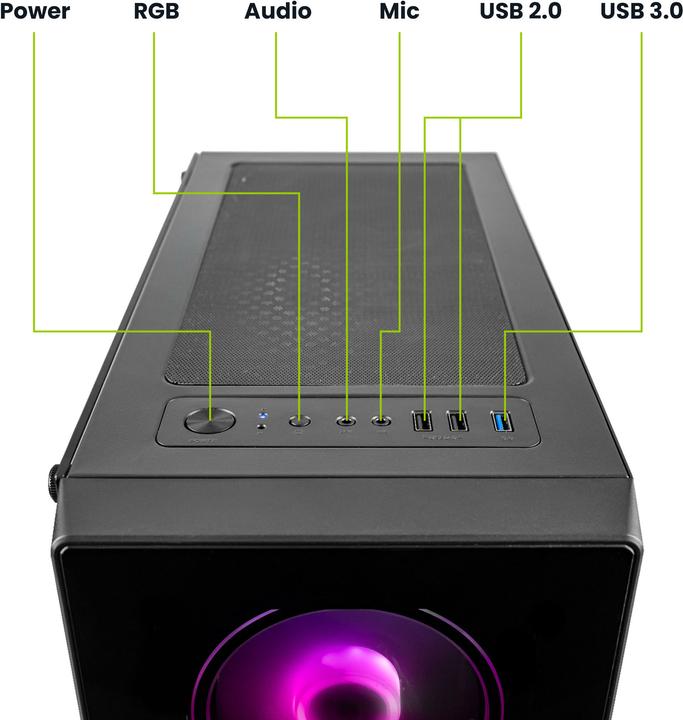 Produktbild Megaport Gaming PC AMD Ryzen 5 4500 • AMD Radeon RX 6600 • 1807-DE (AMD Ryzen 5 4500U, 16 GB, 500 GB)