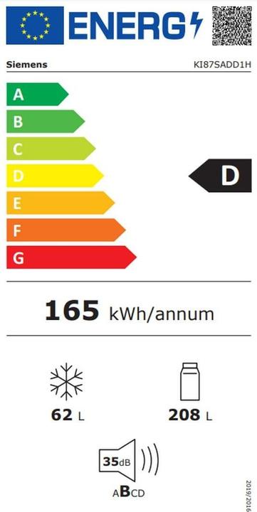 Etichetta energetica Siemens Einbau-Kühl-Gefrierkombination (270 l)