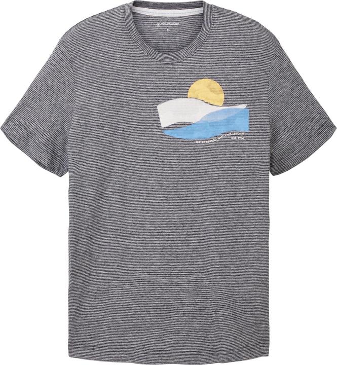 Produktbild Tom Tailor T-Shirt Gestreiftes Kurzarmshirt mit Rundhalsausschnitt und Foto-Print (XXL)