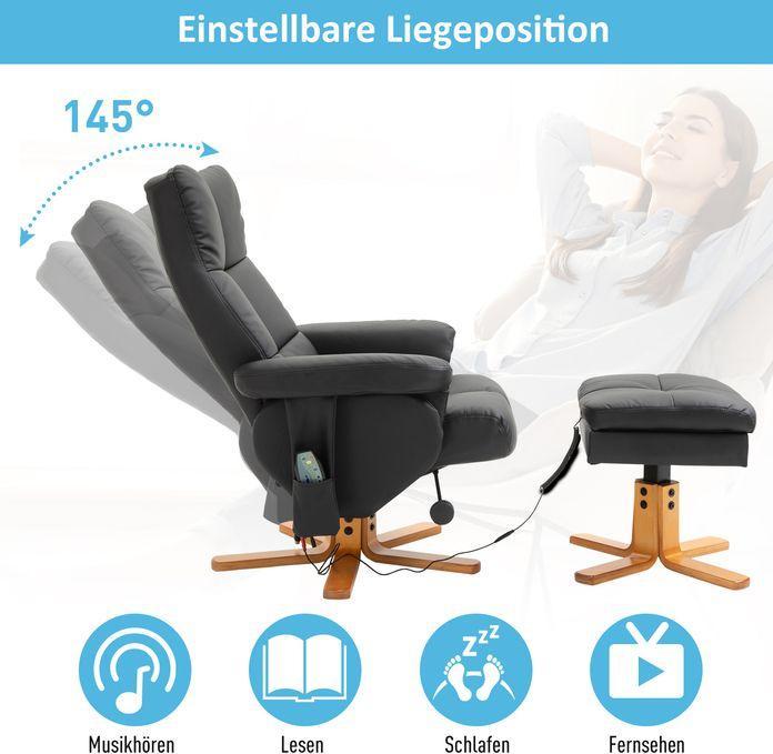 Produktbild Swisshandel24 Relaxsessel Massagesessel mit Fusshocker Fernsehsessel 145°-Neigung Liegesessel mit 10 Vibrationpunk