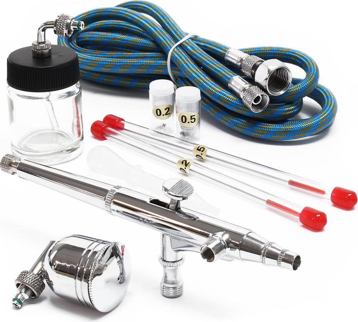 Produktbild Wiltec Airbrushpistole Spritzpistole Druckluft Typ 134K Double Action Funktion Düsen