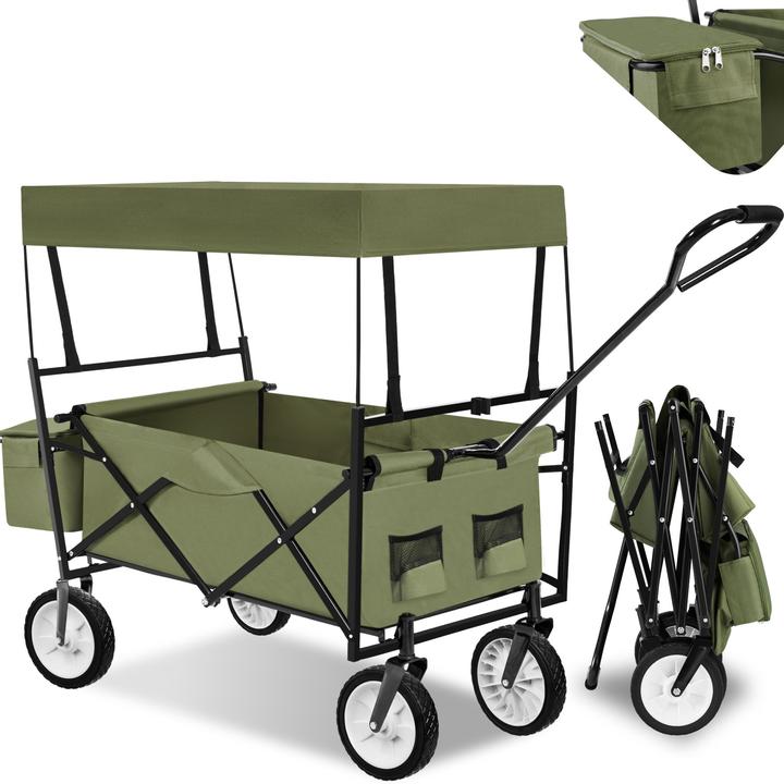 tectake Faltbarer Bollerwagen mit Dach und Tragetasche
