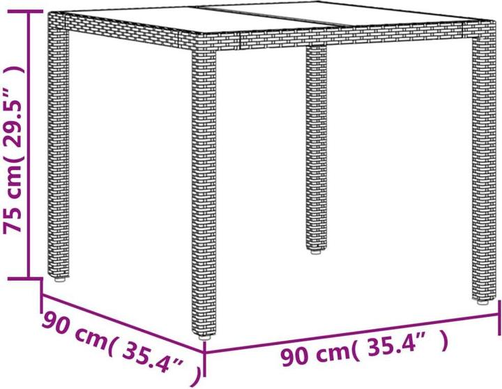 Produktbild VidaXL Gartentisch mit Glasplatte (90 cm)