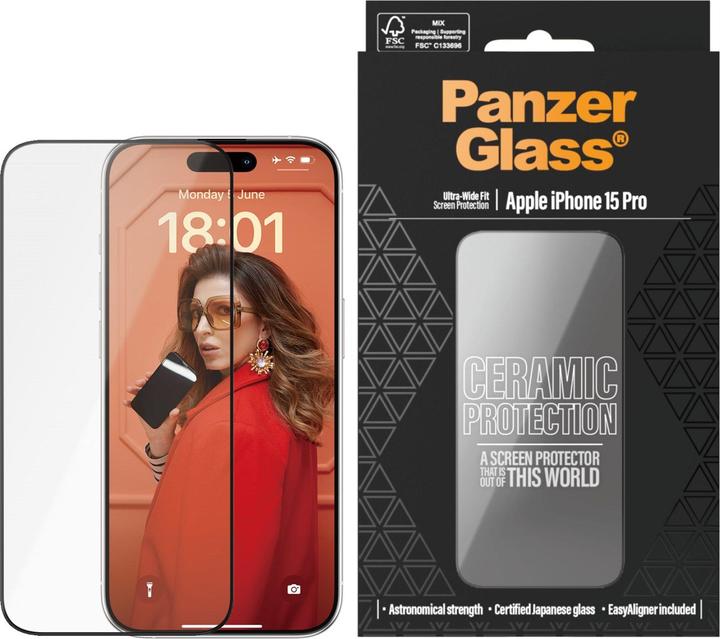 Image du produit PanzerGlass Ultra-Wide Fit w. EasyAligner (1 pièce(s), Apple iPhone 15 Pro)
