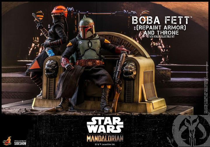 Actual product image Hot Toys Star Wars The Mandalorian Action Figure 1/6 Boba Fett (Repaint Armor) and Throne 30 cm