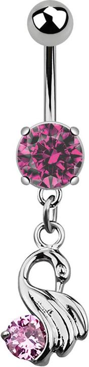 Produktbild Star Piercing Banane silber mit Anhänger Schwan pink (Titan G23, ohne Messing)