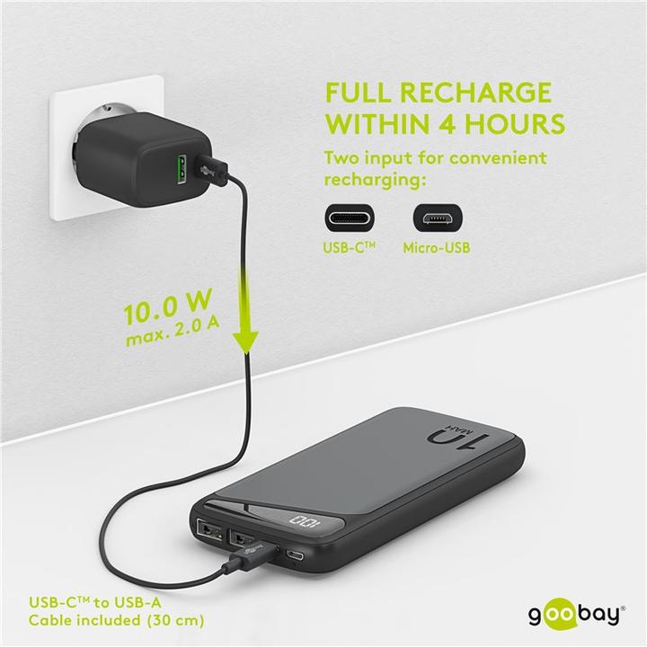 Produktbild Goobay Slimline (10000 mAh, 10.50 W, 50 Wh)