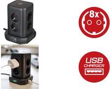 Actual product image Brennenstuhl Socket tower (8 x, CEE 7/3, USB-A, 2 m)