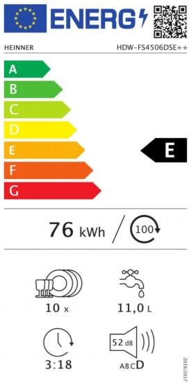 Etichetta energetica Heinner HDW-FS4506DSE++