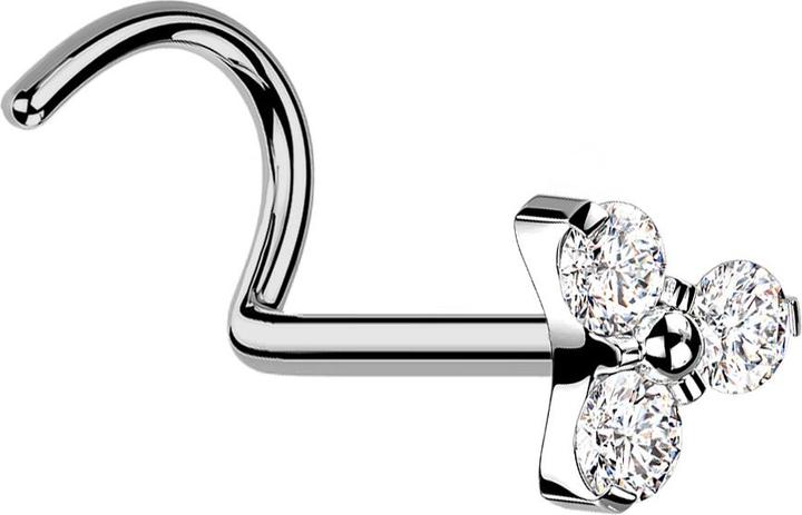 Image du produit Star Piercing Threadless Nasenstecker gebogen silber Dreieck drei Kristalle silber (sans laiton, Titane G23)
