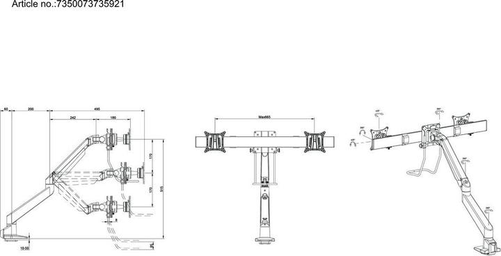 Actual product image Multibrackets Table mount Gas Lift Arm + Duo Crossbar (Table, 32")