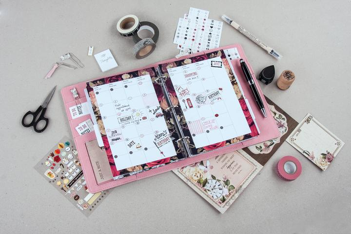 Actual product image Rayher Planner A5, pink/silver/marble, FSCMixCred, 1 piec (A5)