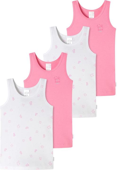 Actual product image Schiesser 4 Pack Kids Girls Fine Rib Organic Cotton Undershirt (104)