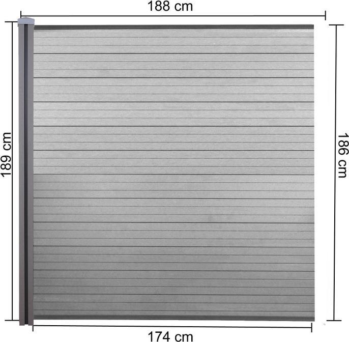 Produktbild Swisshandel24 WPC-Sichtschutz Sarthe, Windschutz Zaun, WPC-Pfosten 2er Set, 3,76m grau