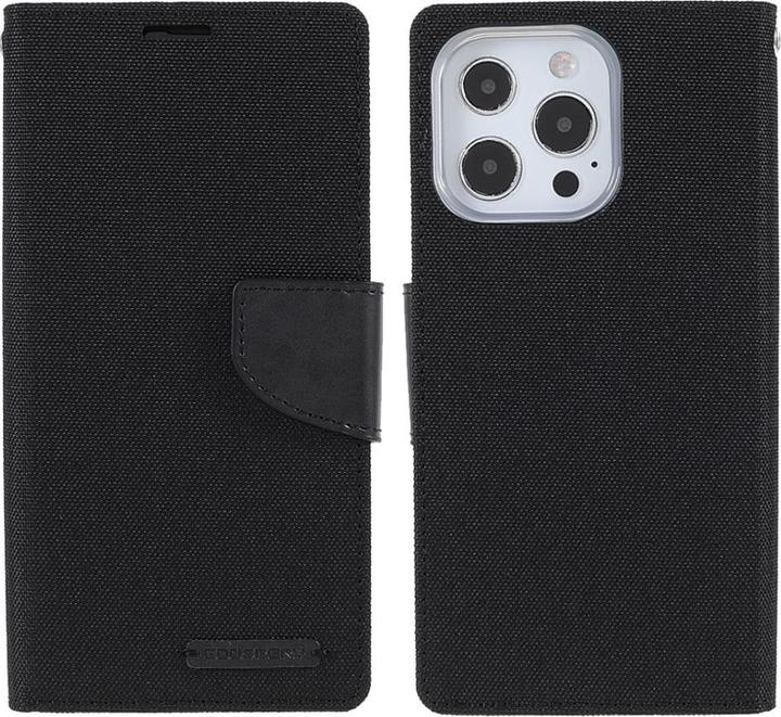 Produktbild iPhone 13 Pro Max - Canvas Stoff Leder Etui schwarz (Apple iPhone 13 Pro Max)