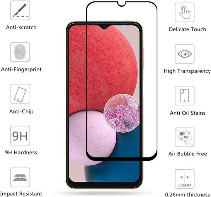 Actual product image Screenguard Samsung Galaxy A13 4G Full Screen Protective Glass Film 2.5D 9H (1 Piece, Samsung Galaxy A13)