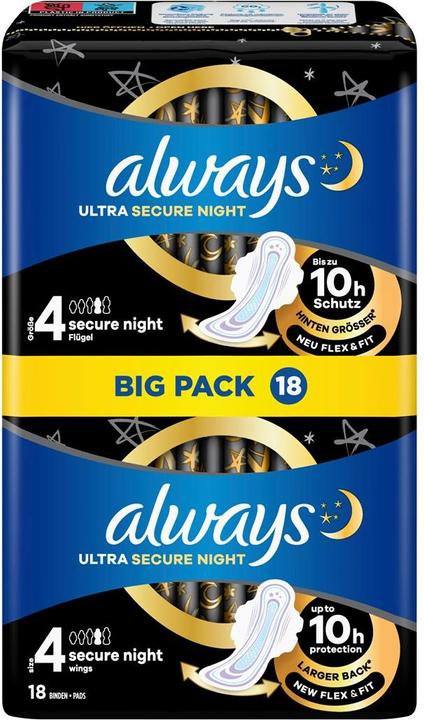 Immagine prodotto Always Notte ultra sicura (18 x, Assorbenti igienici)