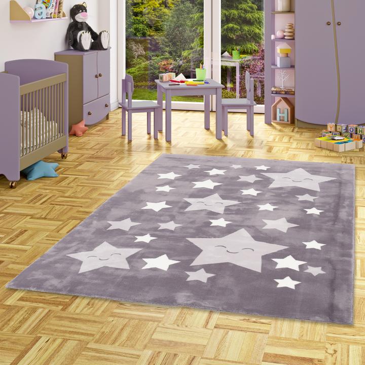 Image du produit Pergamon Super Soft Fellteppich Pearl Kids Sterne (80 x 150 cm)