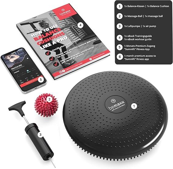 Image du produit BeMaxx Cuscino per sedile Fitness Balance, Set di 6 Nero