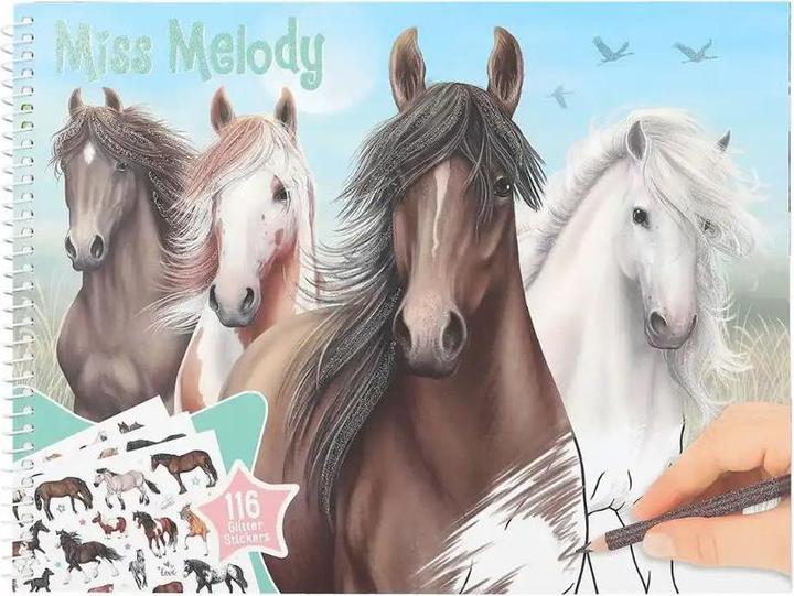 Actual product image Magni DEPESCHE Miss Melody colouring book horse dreams with stickers