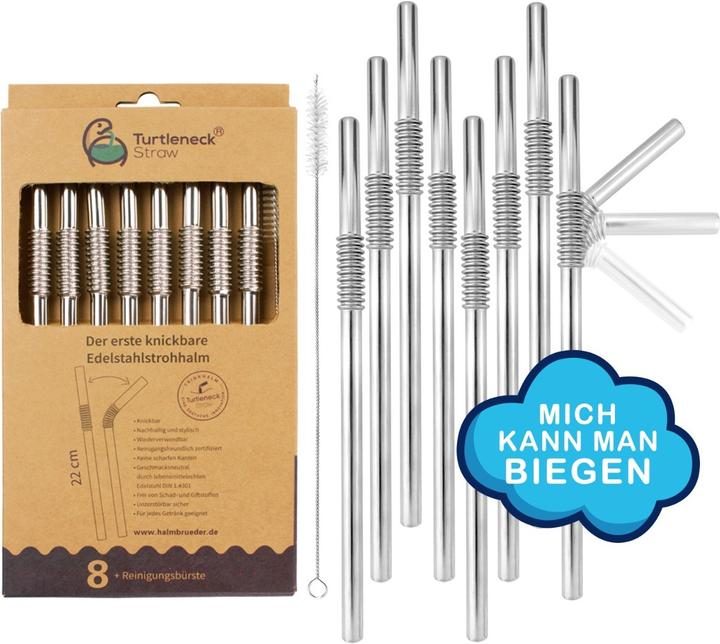 Image du produit Turtleneck Straw Pailles pliables en acier inoxydable (8 x)