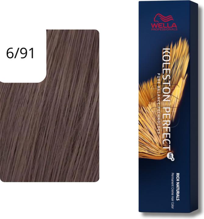 Actual product image Wella Koleston Perfect Rich Naturals 6/91 dark blonde cendre-ash 60 ml (6/91 dark blonde cendré-ash)