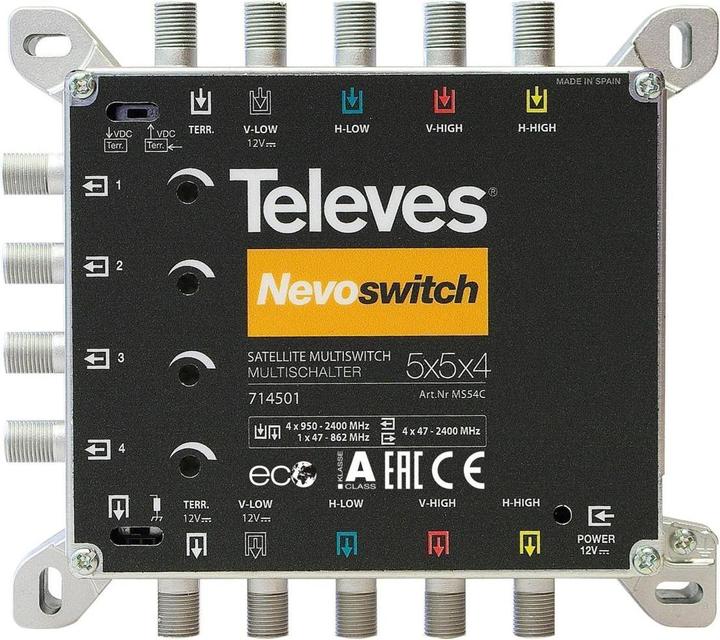 Immagine prodotto Televes Multiswitch 12,70cm (5") 4 cast NEVO recpower casc. MS54C (Multiinterruttori)