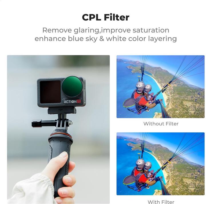 Immagine prodotto K&F Concept Kit di filtri da 6 pezzi, CPL+ND8+ND16+ND32+ND64+ND256, HD, rivestimento verde antiriflesso (Osmo Azione 4)