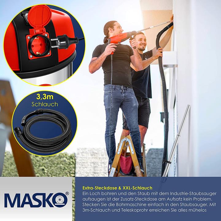 Produktbild Masko Industriestaubsauger beutellos Rot (Nass-Trockensauger)