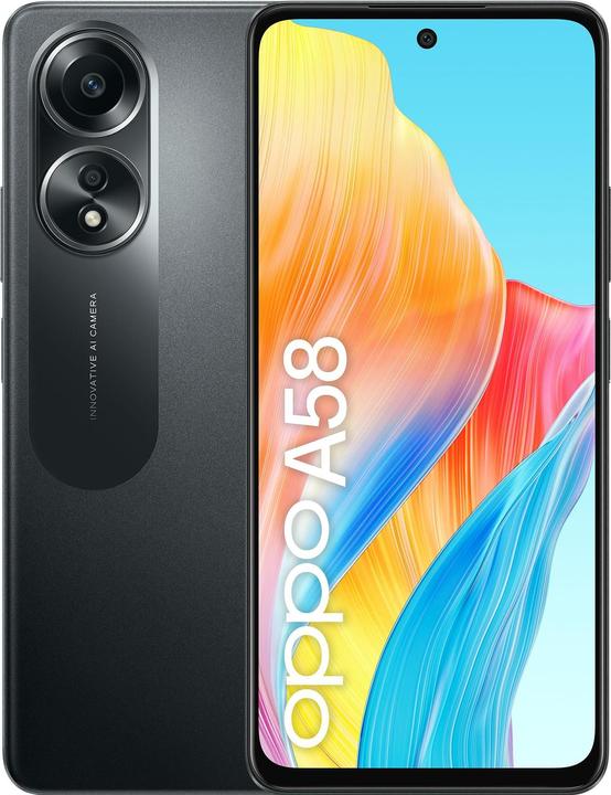 Productafbeelding OPPO A58 (128 GB, Gloeiend zwart, 6.72", Dubbele SIM, 50 Mpx, 4G)