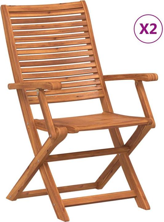 VidaXL Sedie da giardino con braccioli 2 pz. Pieghevoli in acacia