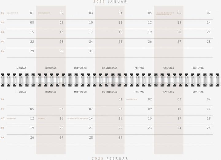 Immagine prodotto Ridoide Calendario da tavolo Design Line 2025 631103525 1W/2S Cloudy DE 29.7x10.5cm (307 x 105 mm, Tedesco)