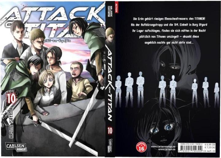 Actual product image Attack on Titan, Band 10 (German, Hajime Isayama, 2015)