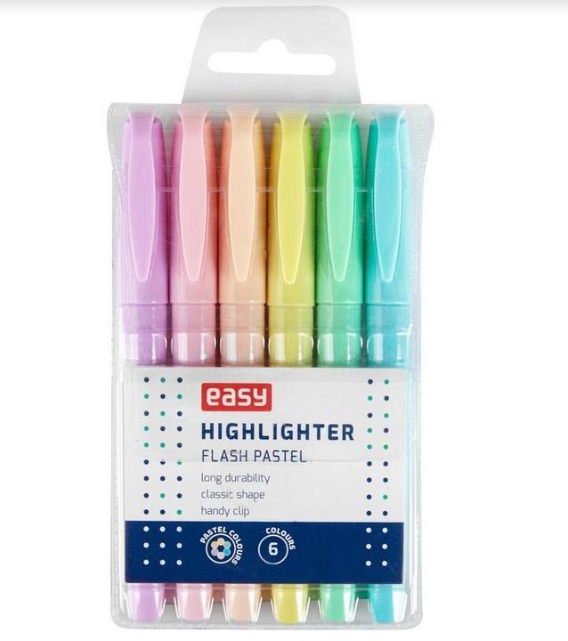 Actual product image Easy Stationery Flash Pastel Textmarker 6 Farben EINFACH (6 colours, 6 x)