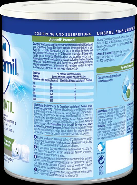 Valori nutrizionali e ingredienti Aptamil Prematil (400 g, dalla nascita)