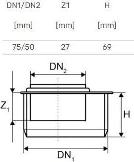 Produktbild Ostendorf Kunststoffe HT-R Reduzierung kurze Ausfhrung DN 75/50 mm