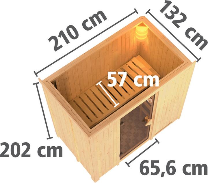 Produktbild Karibu Sauna Variado Fronteinstieg, Kranz (4,5 KW Bio externe Steuerung)
