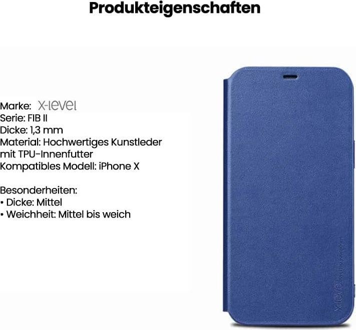 Image du produit X-Level iPhone 12 / 12 Pro - FIBColor Flip Etui, Kunstleder, 360° Rundumschutz, Dunkelgrün (Apple iPhone 12 Pro, Apple iPhone 12)