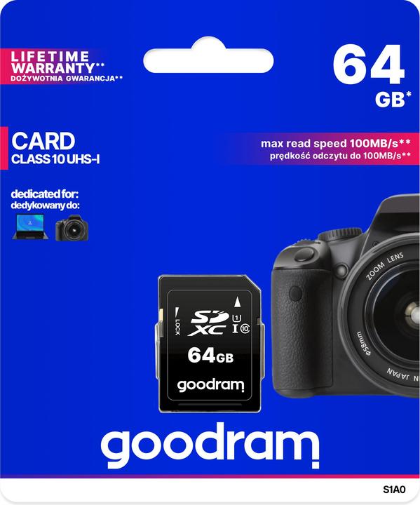 Produktbild Goodram S1A0 SDXC UHS-I Klasse 10 (64 GB, SDXC, U1, UHS-I)