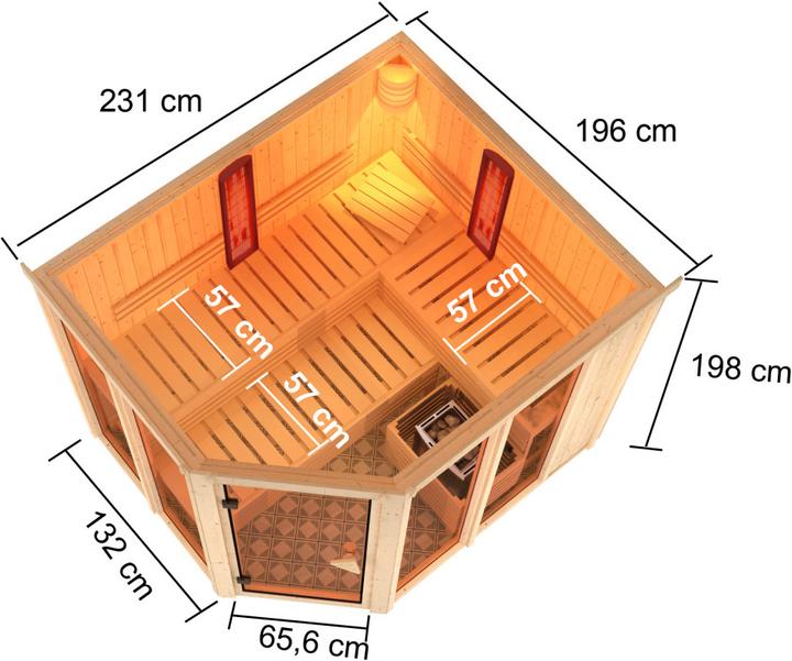 Actual product image Karibu Infrared cabin Ava corner entry (9 KW external control)