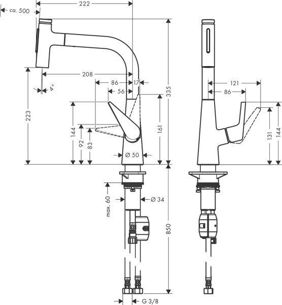 Immagine prodotto hansgrohe Miscelatore monocomando HG per lavello 220 TALIS S DN 15, con doccetta estraibile look acciaio inox