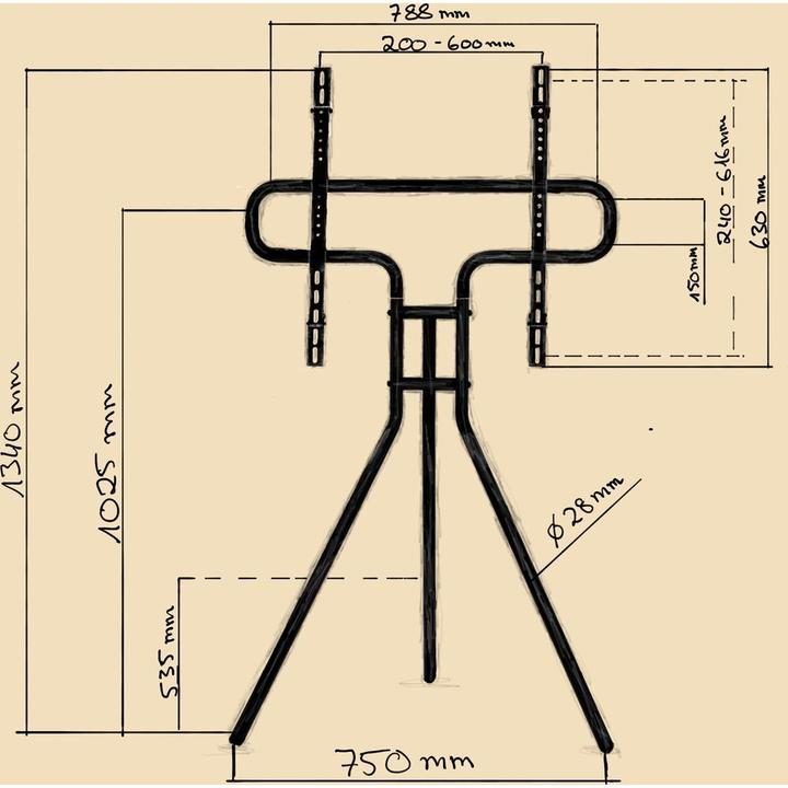 Actual product image Dtron Hattrick TV stand tripod (70")