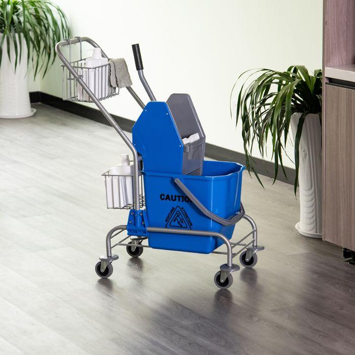 Produktbild Swisshandel24 Putzwagen Reinigungswagen 26 Liter Wischwagen mit Wringer Rollen Blau (1 Stk.)